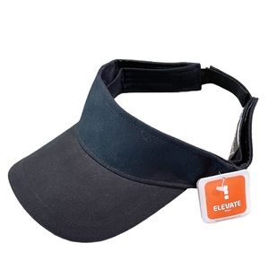 2/$20 Unisex Adjustable Velcro Cotton Twill Visor Black / White Trim NWT